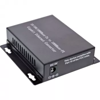InLine Netzwerk-Medienkonverter 10/100/1000Mb/s TP auf LWL (SC Duplex), SM, 20km