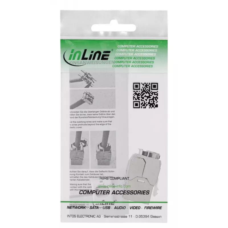 InLine Keystone RJ45 Jack schlank, SNAP-In, Cat.6A, integrierter Kabelbinder