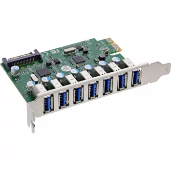 InLine USB-A 3.2 Gen.1 7 Port Host Controller PCIe, SATA-Stromversorgung