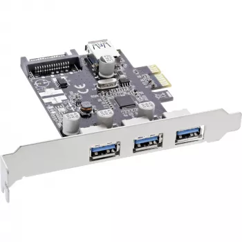 InLine 3+1ports USB 3.0 Host-Controller, PCIe, mit SATA-Stromversorgung und LP-Blende