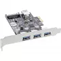 InLine 3+1ports USB 3.0 Host-Controller, PCIe, mit SATA-Stromversorgung und LP-Blende