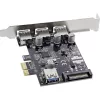 InLine 3+1ports USB 3.0 Host-Controller, PCIe, mit SATA-Stromversorgung und LP-Blende