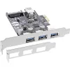 InLine 3+1ports USB 3.0 Host-Controller, PCIe, mit SATA-Stromversorgung und LP-Blende