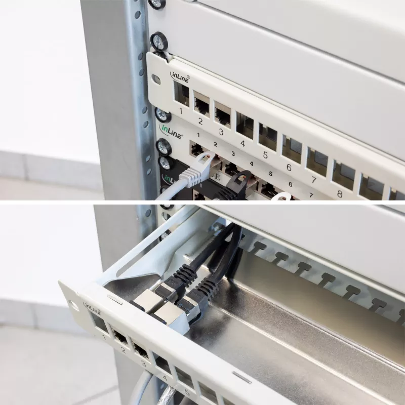 InLine Blank Patch Panel ausziehbar 19 Zoll 24 Port 1U schwarz