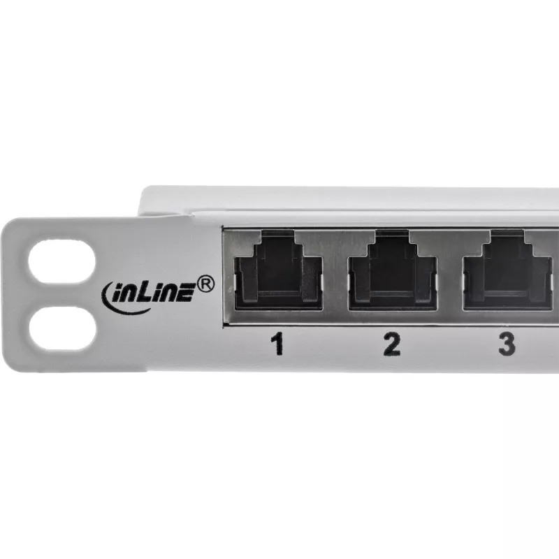 InLine 19 Zoll Patchpanel Cat.6A 0,5 U 24-Port, mit Staubschutz, grau