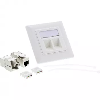 InLine Cat.6A Unterputzdose 2x RJ45 weiß RAL9010