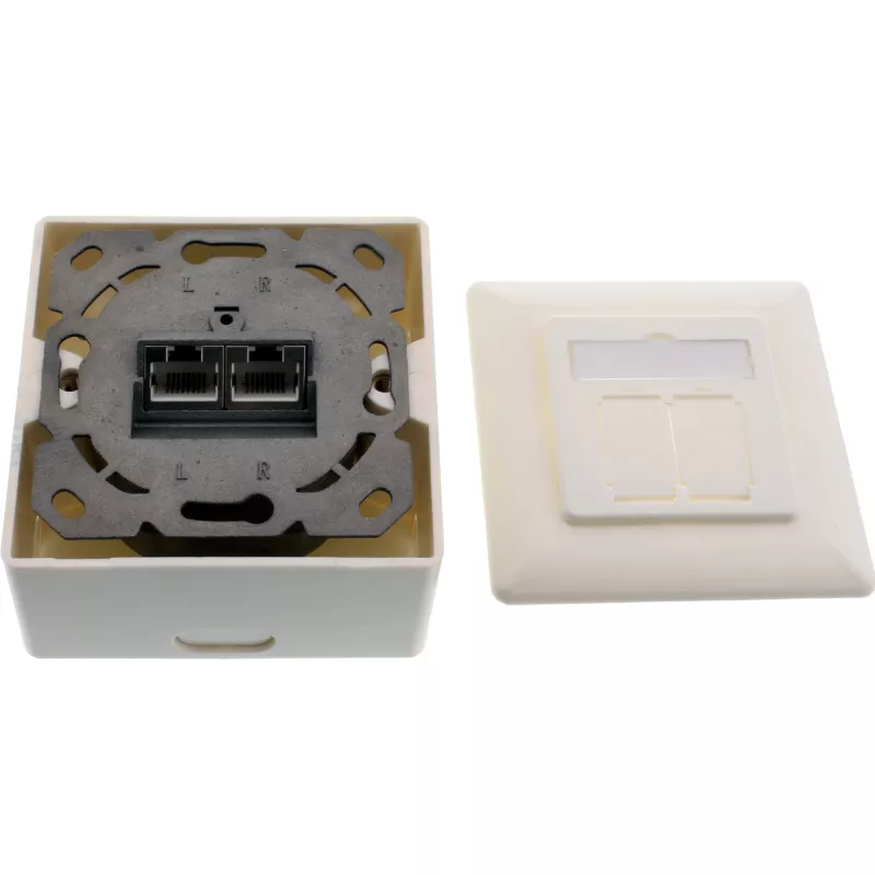 InLine Cat.6A Wandanschlussdose Auf- oder Unterputz 2x RJ45-Buchse 76842S