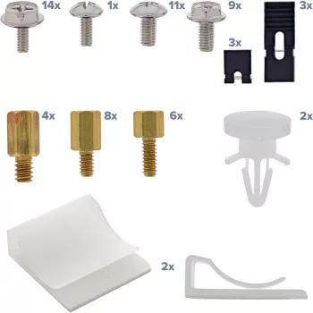 InLine Schraubenset mit Jumpern, Klebeclips, Abstandshaltern, Kabelclips, 63 Stück, InLine 77778