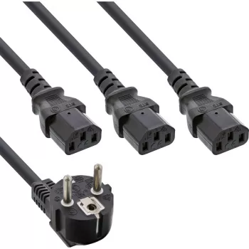 InLine B-16653B Y-Stromkabel, 1x Stecker auf 3x IEC C13, 1,8 m, 13er-Bulk-Pack