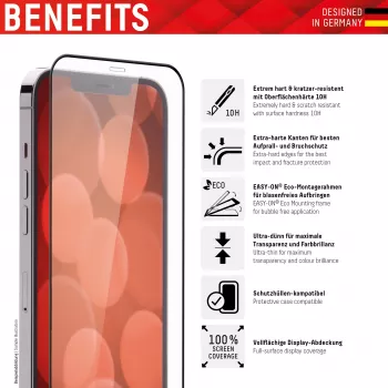 Displex Full Cover Panzerglasfolie Apple iPhone 13 Pro Max 14 Plus Gehärtetes Glas Kratzfest