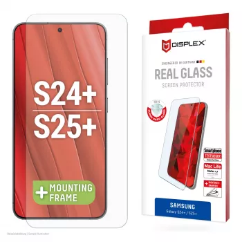 Displex Displayschutzfolie (10H) für Samsung Galaxy S24+/S25+, Eco Montagerahmen, kratzfest