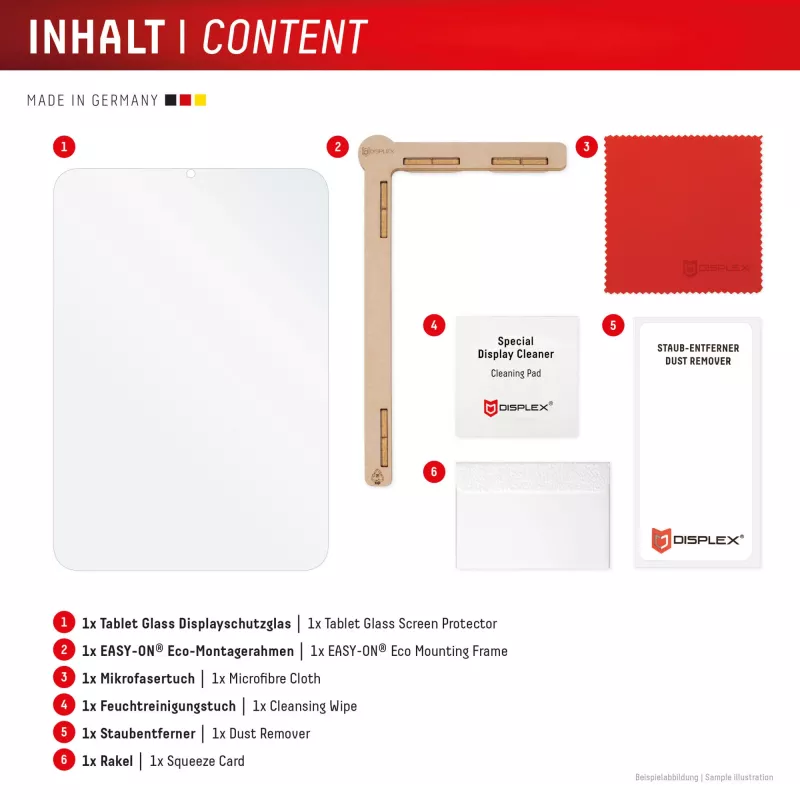 Displex Tablet Glass (9H) für Samsung Galaxy Tab S10 FE+, Eco Montagerahmen, unzerbrechlich