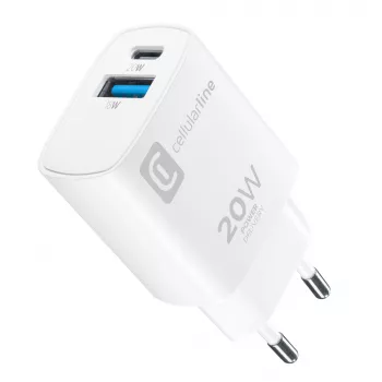 Cellularline Dual-Port-Reiseladegerät für Apple, PD 20W, Weiß