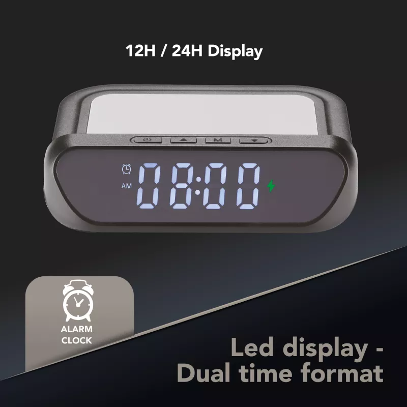 Cellularline Wireless Clock Charger Handy-Ladegerät, Schwarz (WIRELESSCLOCK2K)