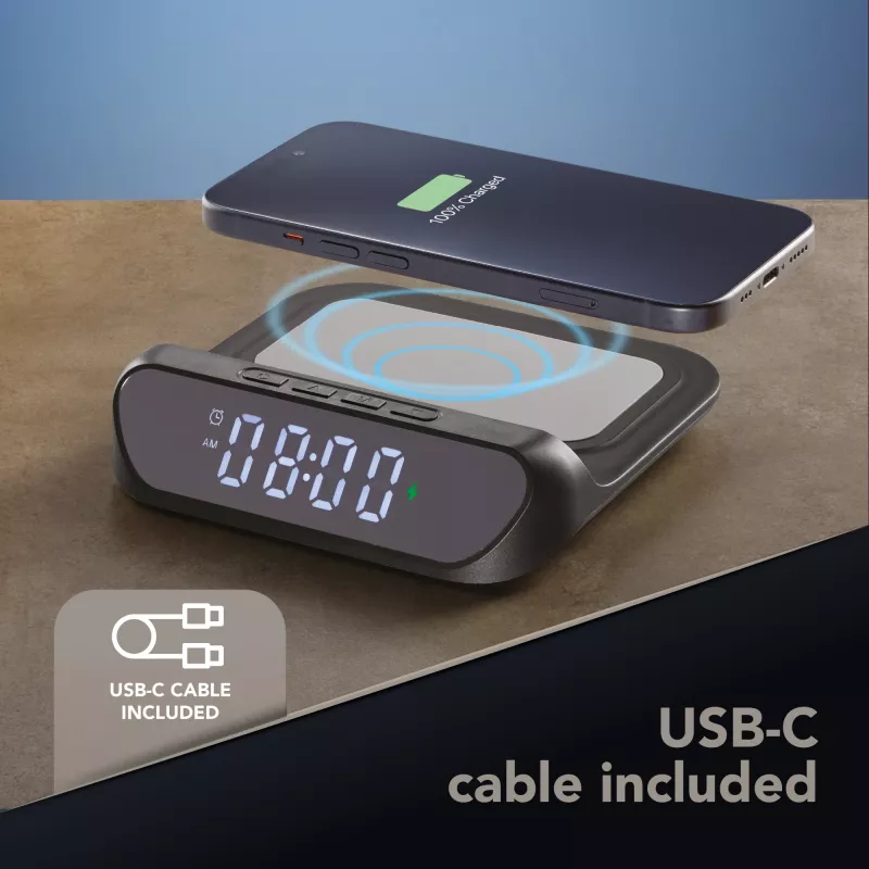 Cellularline Wireless Clock Charger Handy-Ladegerät, Schwarz (WIRELESSCLOCK2K)