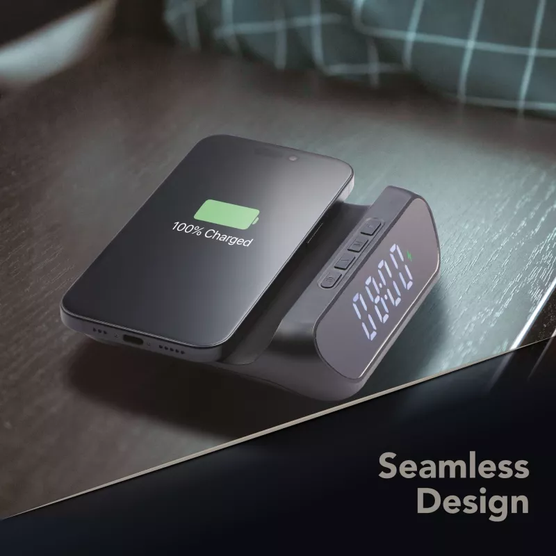 Cellularline Wireless Clock Charger Handy-Ladegerät, Schwarz (WIRELESSCLOCK2K)