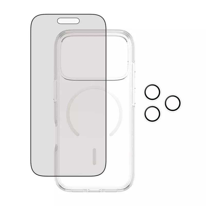 Privacy Case PanzerGlass für iPhone 17 Pro 3-in-1 — CARE Serie, Sichtschutz, integrierte Kameraabdeckung