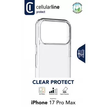 Cellularline Clear Protect - iPhone 17 Pro Max Hartschale mit Gummirändern