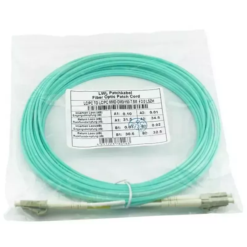 BlueOptics 050502T512000010M-BO Duplex LWL-Patchkabel (Corning-kompatibel), LC-UPC/LC-UPC, Multimode OM3 50/125 µm, 10 m