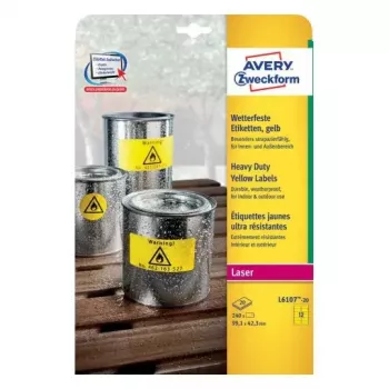 Selbstklebende Etiketten Avery L6107-20 Abgerundetes Rechteck Gelb