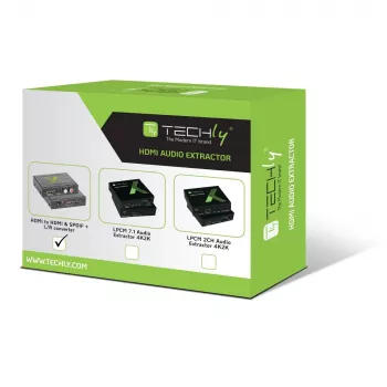 Techly Audio Extractor HDMI SPDIF + Cinch R/L IDATA HDMI-EA, 5 V, 77 mm, 64 mm, 23 mm, 351 g