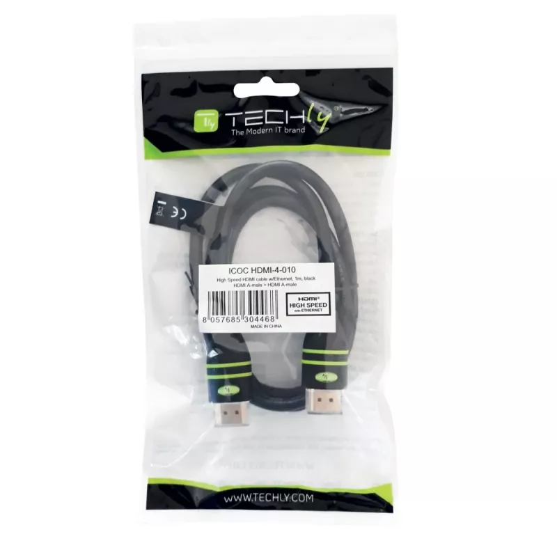 Techly 3m High Speed HDMI-Kabel mit Ethernet A/A M/M Schwarz ICOC HDMI-4-030