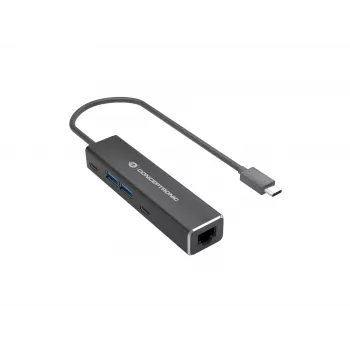Conceptronic ABBY14B 2.5G Ethernet USB 3.2 Gen 1 Adapter mit USB-Hub, 2.5GbE, USB-A x 2, USB-C x 2