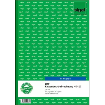 Sigel KG429 Kassenbuch mit Steuerleiste (EDV), A4, 2 x 50 Seiten
