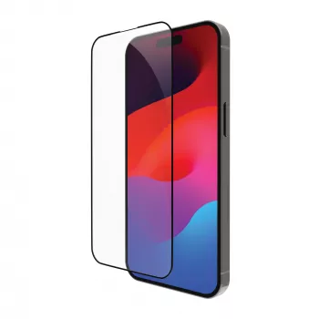 Displayschutzfolie klar von bramante eco-shield für iPhone 15 Pro, transparent mit schwarzem Rand