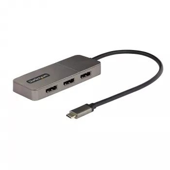 StarTech.com 3-Port USB-C Multi-Monitor Adapter, USB Type-C to 3x DisplayPort 1.4 MST Hub, Triple 4K 60Hz DP Laptop Display Extender / Splitter, HDR, Extra-Long Built-In Kabel - Windows Only