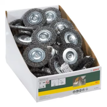 Bosch Stahldraht-Tellerschleifbürste für Bohrmaschinen, 75 x 10 mm, 6 mm Schaft (2607017120)