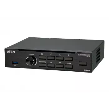ATEN Seamless Presentation Switch mit Quad V, HDMI, USB Typ-A, Metall, Schwarz, 60 Hz, 15 m