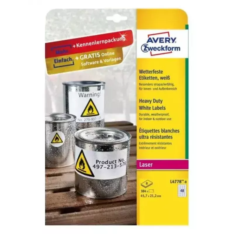 Selbstklebendes Druckeretikett AVERY L4778-8