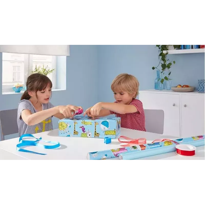 tesa Mini-Handabroller mit tesafilm 19 mm x 10 m, Blau/Rot
