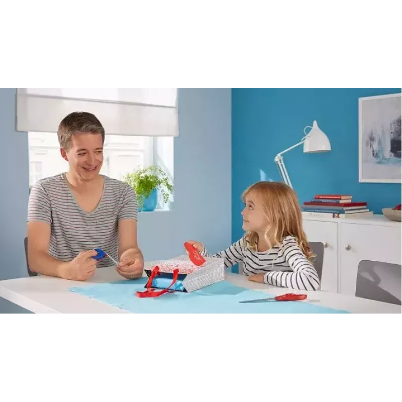 tesa Mini-Handabroller mit tesafilm 19 mm x 10 m, Blau/Rot