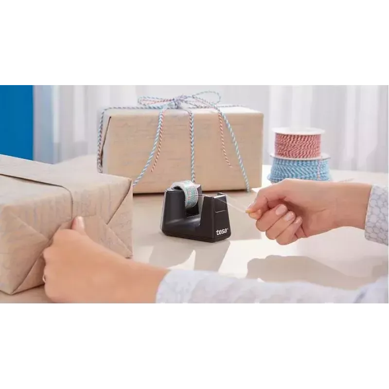 tesa Easy Cut Smart Desk Dispenser, Schwarz, Kunststoff