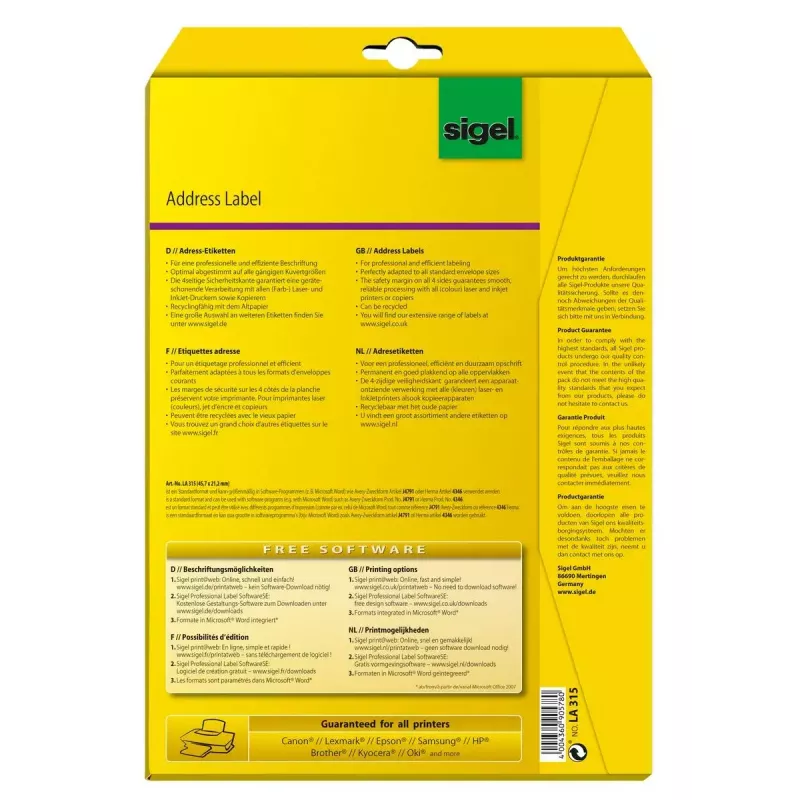 Adressetikett Sigel LA315