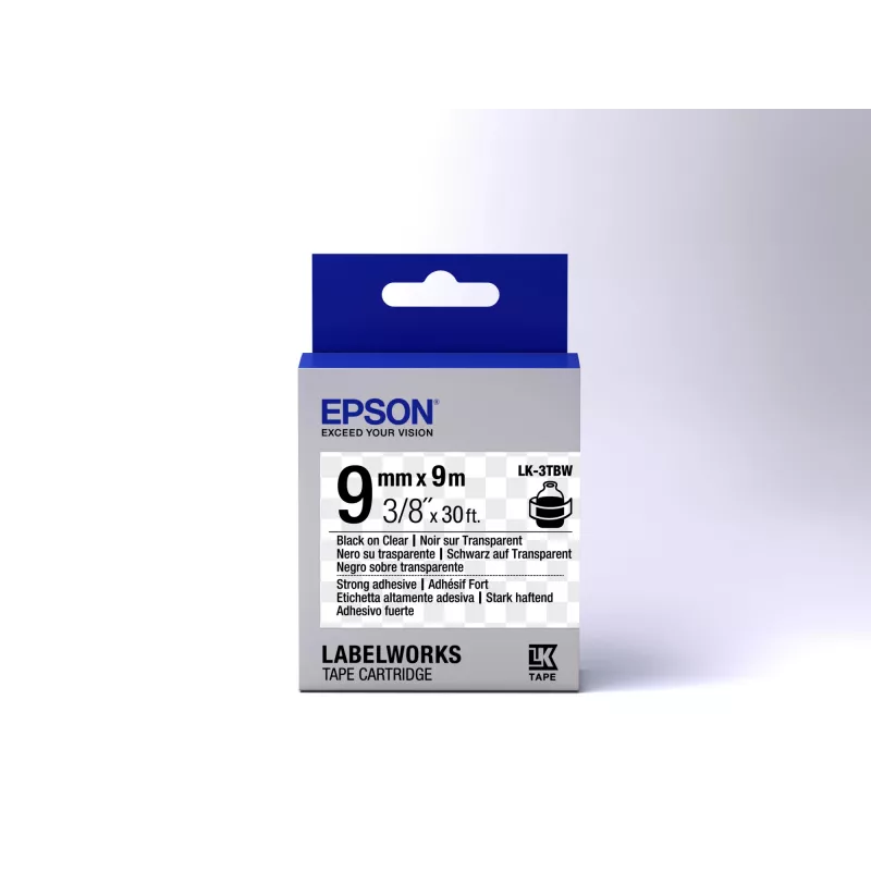 Epson Label Cartridge Strong Adhesive LK-3TBW Schwarz/Klar 9mm (9m)