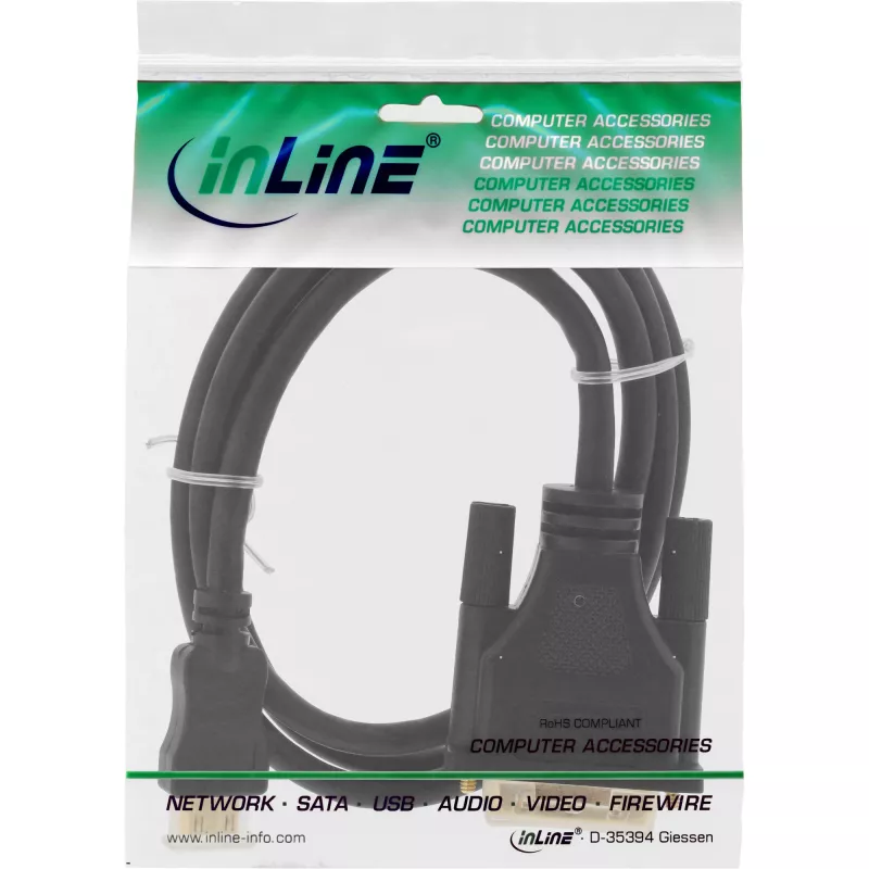 InLine Mini-HDMI-zu-DVI-Kabel, HDMI C Stecker auf DVI 18+1 Stecker, vergoldet, 0,5 m