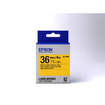 Epson Labelkassette Pastel LK-7YBP Schwarz/Gelb 36mm (9m), Schwarz auf gelb, Japan, LabelWorks LW-1000P, LW-900P, 3,6 cm, 9 m, 1 Stück