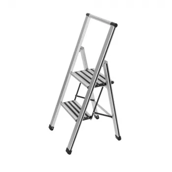 Haushaltsleiter Wenko 601011100 Aluminium-Design klappbare Stufenstehleiter 2-stufig