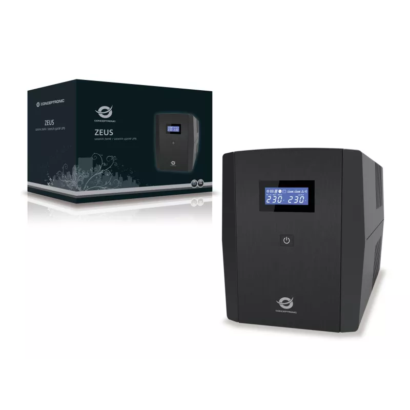 Conceptronic ZEUS 2200VA 1320W USV, IEC + Schuko-Steckdose, Line-Interactive, 2,2 kVA, 1320 W, 220 V, 240 V, 220 V