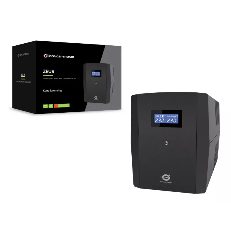 Conceptronic ZEUS04G 2200VA 1320W USV, UK-Steckdose x 4, HID USB, RJ45 Ein-/Ausgang, AVR