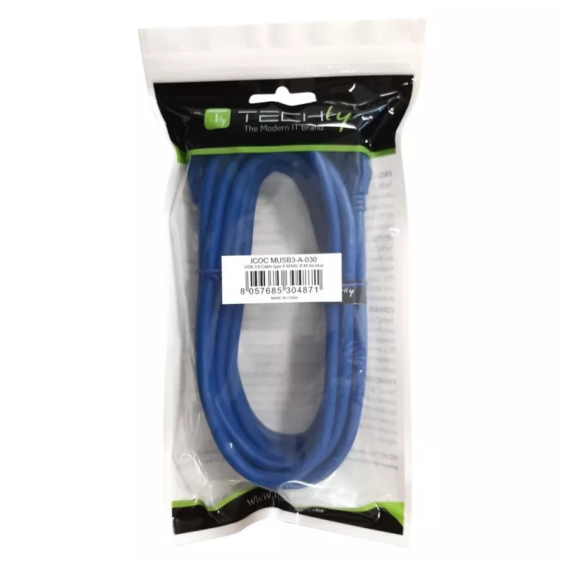 Techly USB 3.0 Superspeed Kabel A / Micro B 2m Blau ICOC MUSB3-A-020