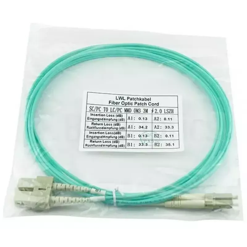 BlueOptics LWL-Patchkabel LC-SC Multimode OM3 Duplex, LC-UPC/SC-UPC, 2 m, beige (kompatibel mit Corning 055702K512000002M)