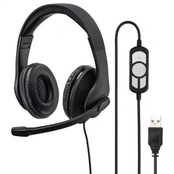Hama HS-USB300 PC Office Headset, kabelgebunden, USB, schwarz