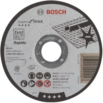 Bosch Expert for INOX Rapido AS 60 T INOX BF gerade Trennscheibe, 115 mm