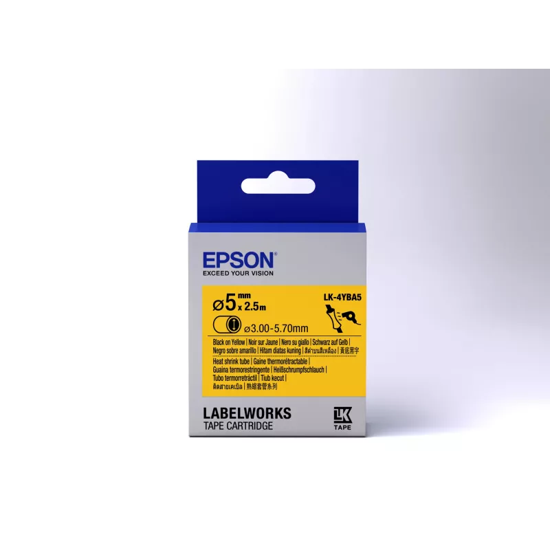 Epson Labelkassette Wärmeschrumpfschlauch (HST) LK-4YBA5 Schwarz/Gelb D5mm (2,5m)