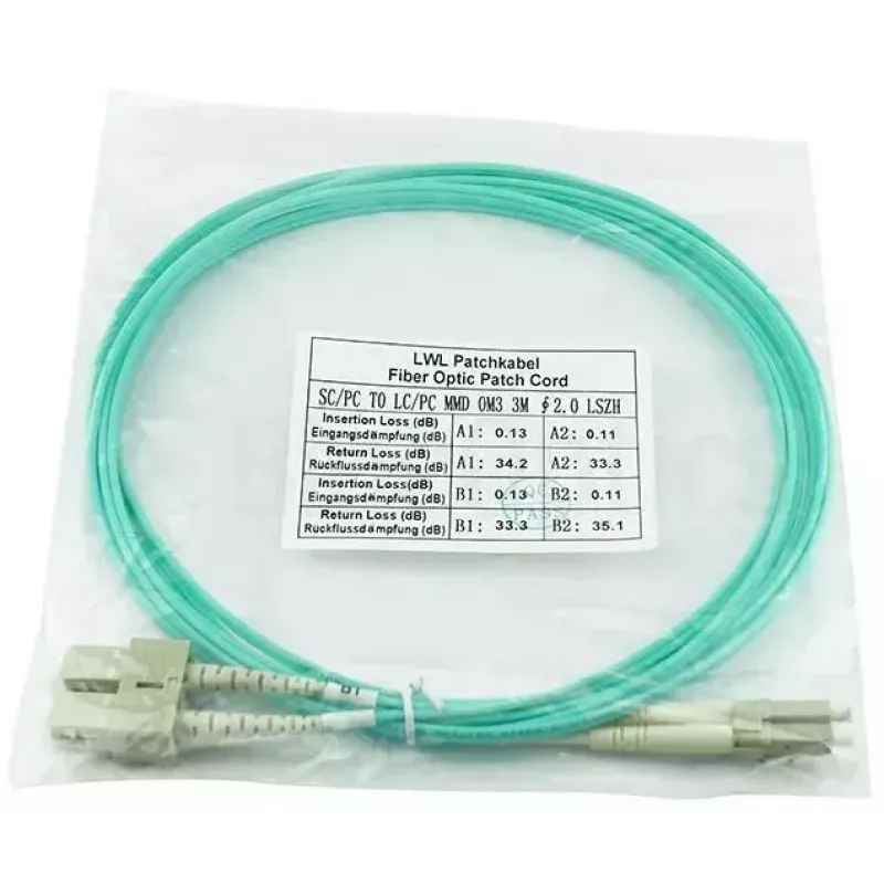 BlueOptics LWL-Patchkabel LC-SC Multimode OM3 Duplex, LC-UPC/SC-UPC, 10 m, beige (kompatibel mit Corning 055702T512000010M)