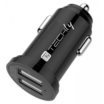 Techly Mini Auto-Ladegerät 2 USB-A-Anschlüsse 24W / 4,8A Schwarz
